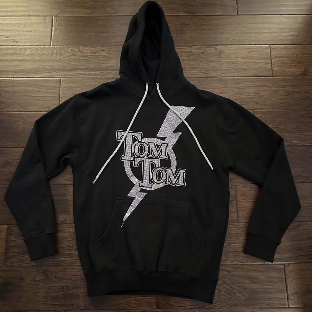 Black Graphic Hoodie with Silver Lightning